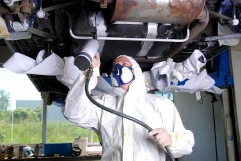 Installation of rock-fall protection on the underbody
